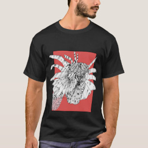 T-shirt Illustration réaliste de poisson lionfish