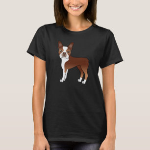 T-shirt Illustration Red And White Boston Terrier Dog