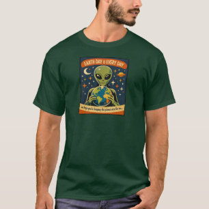 T-shirt Illustration rétro d'alien dans l'espace pour la J