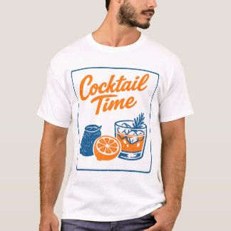T-shirt Illustration Rétro de Cocktails au Citron et Art d