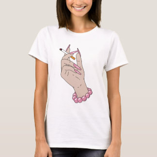 T-shirt Illustration rétro glamour de main aux ongles rose