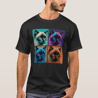 T-shirt Illustration Siamese Cat Pop Animaux colorés Homme