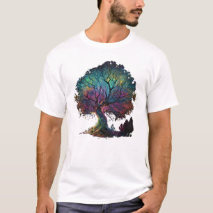 T-shirt Illustration T-Sh de l'arbre éclairé Aurora Boreal