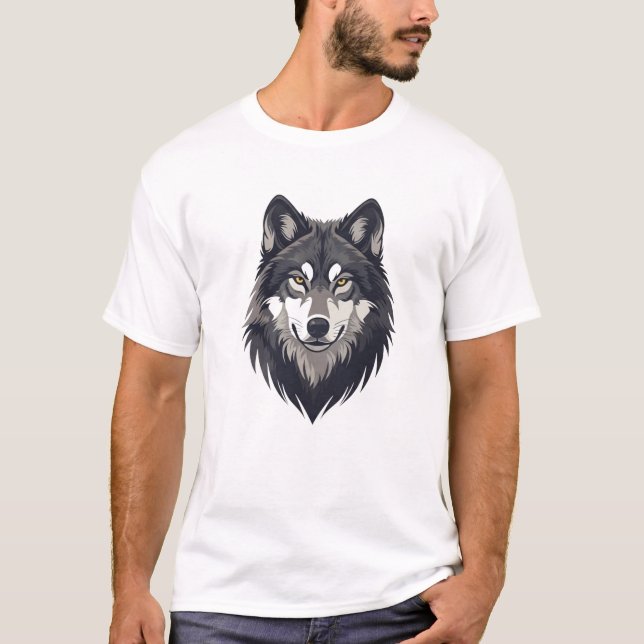 T-Shirt Illustration Tête de Loup Puissante (Devant)