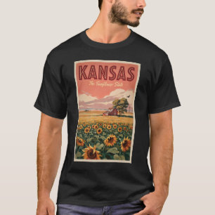 T-shirt Illustration Touristique Art Vintage Tournesols du