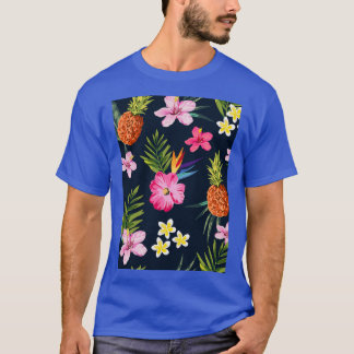 T-shirt Illustration transparente motif fleurs ananas