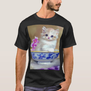 T-shirt Illustration vintage de chaton blanc