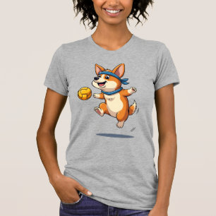 T-shirt Illustration Vintage de Corgi jouant au Volleyball
