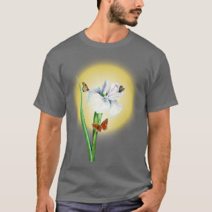 T-shirt Illustration vintage de Fleur d'Iris blanc