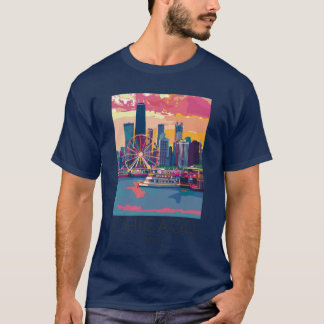 T-shirt Illustration Vintage voyage de Chicago Illinois