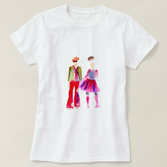 T-shirt Illustrations de mode figures art aquarelle (Design devant)