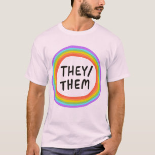 T-shirt ILS/EUX Pronononouns arc-en-ciel Cercle coloré
