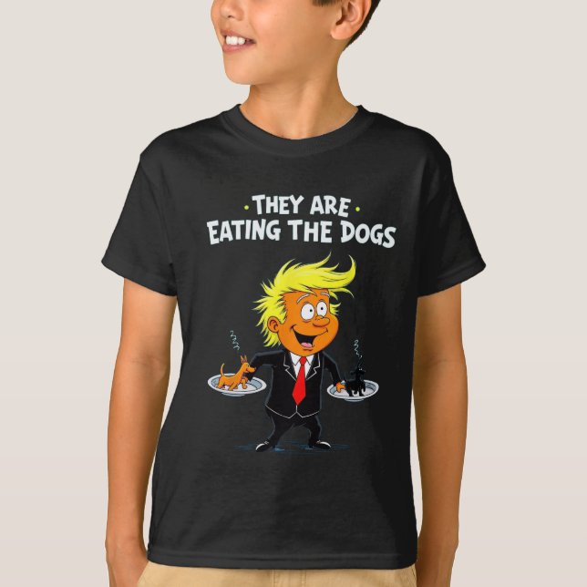 T-shirt Ils mangent Les Chiens Drôle Citation Trump (Devant)