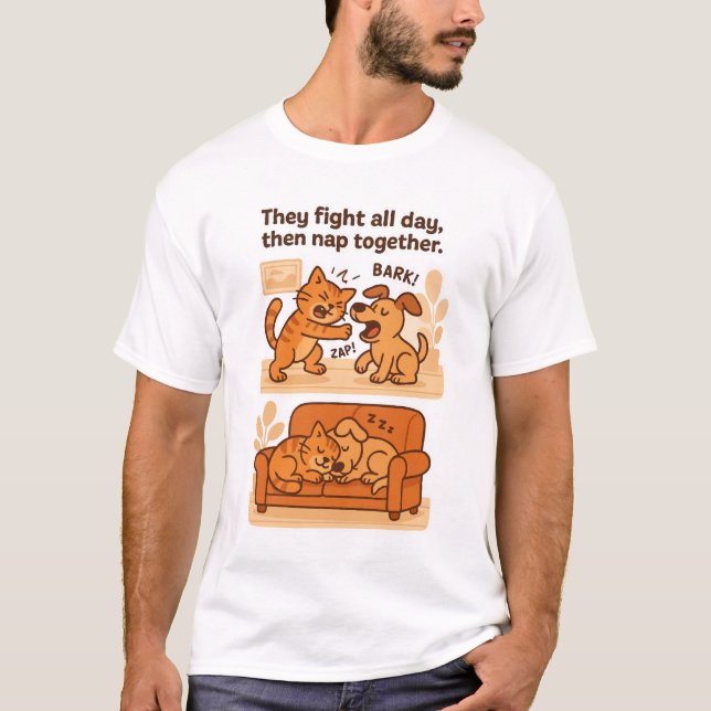 T-shirt Ils se battent toute la journée, puis font la sies (Devant)