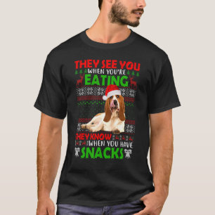 T-shirt Ils vous voient quand vous mangez Basset Hound Pèr