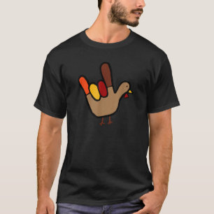 T-shirt ILY Sign Language Main Turkey Thanksgiving Holiday