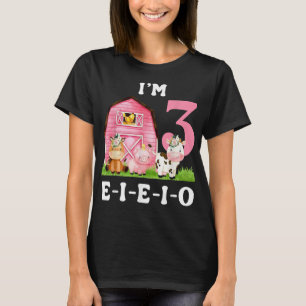 T-shirt Im 3 E-i-e-i-o Farm Party 3e anniversaire fille tr
