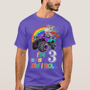 T-shirt I'm 3 This Is How I Roll Monster Truck 3rd Birthda