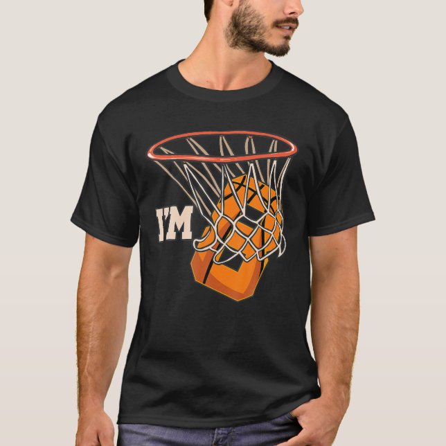 T-shirt I'm 8 Basketball Thème Fête d'anniversaire (Devant)