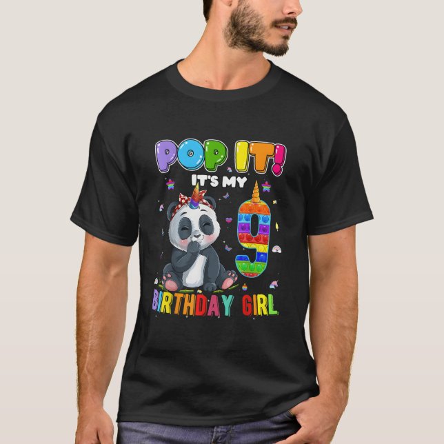 T-shirt I'M 9 9Th Panda Unicorn Pop It (Devant)