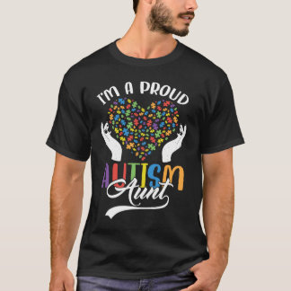 T-shirt I'm A Proud Autism Aunt Autism Puzzle Heart Awaren