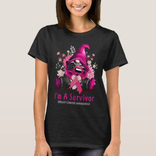 T-shirt I'm A Survivor Gnome Pink Ribbon Breast Cancer Awa
