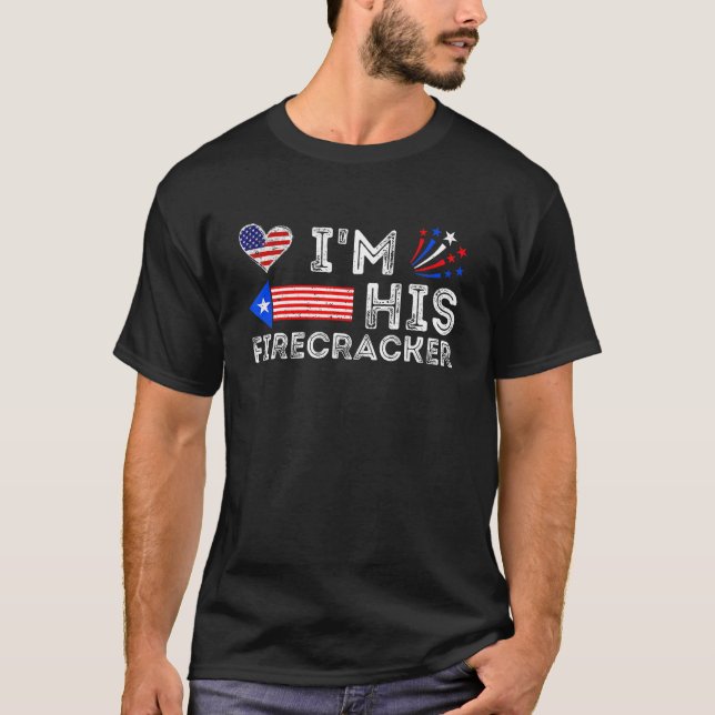 T-shirt I'm His Firecracker   Funny 4th Of July Us Flag Co (Devant)