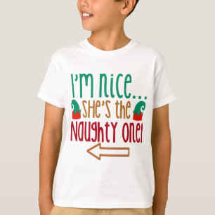 T-shirt Im Nice Shes Naughty Elf Casquette