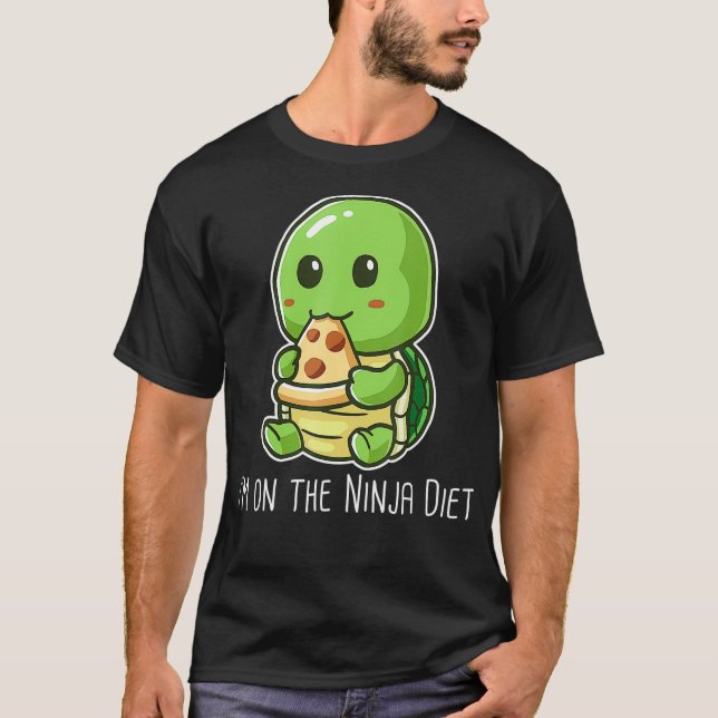 T-shirt Im On The Ninja Diet Funny Turtle Eating Pizza (Devant)