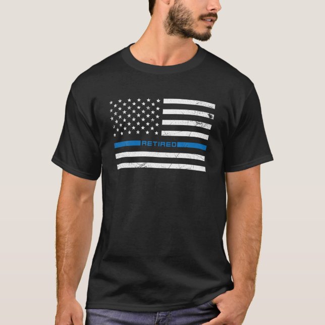 T-shirt Im Police Officier Retraité Drapeau Américain Bleu (Devant)