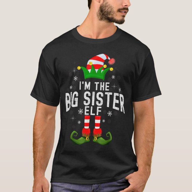 T-shirt I'm The Big Sister Elf Christmas Family Pjs Costum (Devant)