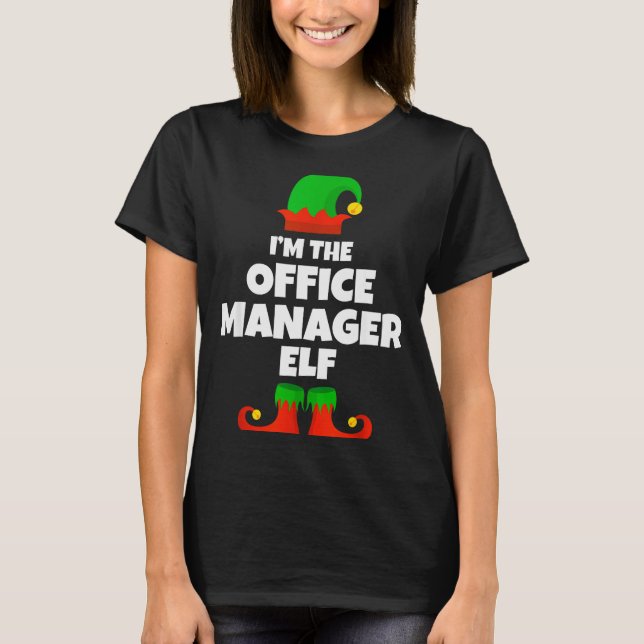 T-shirt I'm The Office Manager Elf Family Pajama Christmas (Devant)