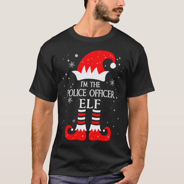 T-shirt I'm The Police Officer Elf Matching Family Group C (Devant)