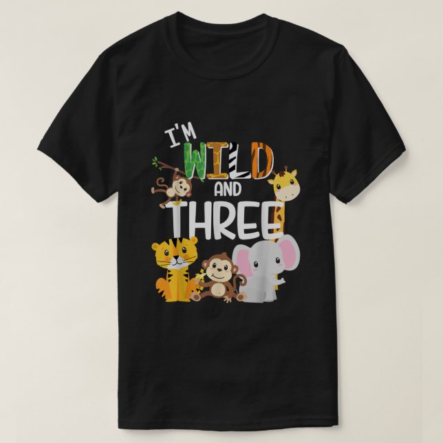 T-shirt Im Wild et Trois Zoo Thème Anniversaire Safari Jun (Design devant)