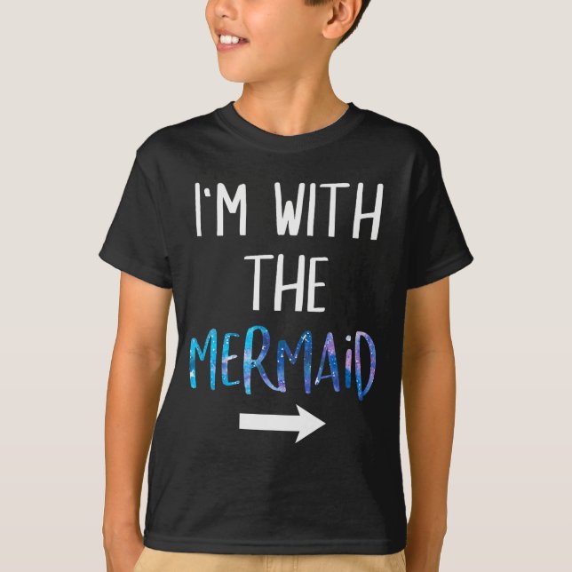 T-shirt I'm With The Mermaid Funny Lazy Mermaid Halloween  (Devant)