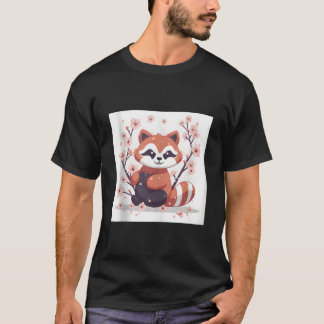T-shirt Image adorable de panda roux dans un jardin de cer