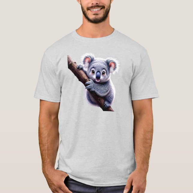 T-shirt Image d’un koala mignon sur une branche. (Devant)