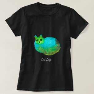 T-shirt Image d'art de chat bleu gras mou