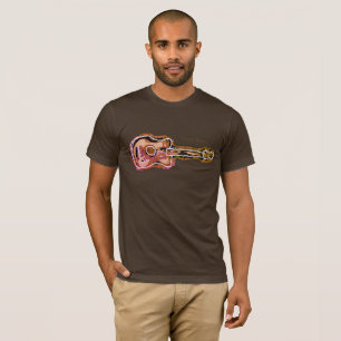 T-shirt image de guitare en relief brunâtre
