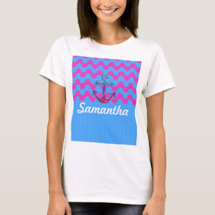 T-shirt Image de monogramme sur l'Ancre et le zigzag de