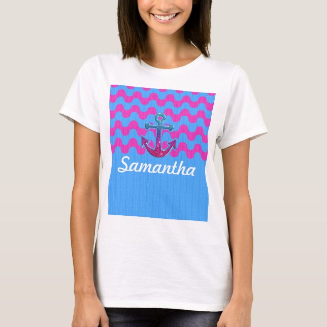 T-shirt Image de monogramme sur l'Ancre et le zigzag de (Devant)