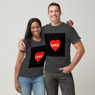 T-shirt Image de texte d'amour personnalisé couleur Charbo
