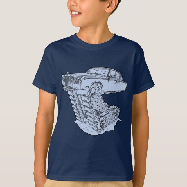 T-shirt Imaginaire bleu Rolls Royce (Devant)