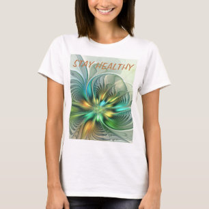 T-shirt Imaginaire coloré Abstrait Fleur Fractal Texte