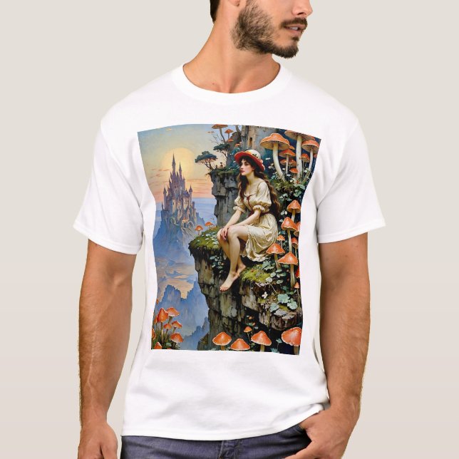 T-shirt Imaginaire de champignons Dreamscape Château encha (Devant)