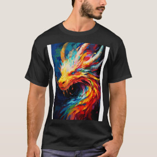 T-shirt Imaginaire Dragon Aquarelle Peinture Art Abstrait