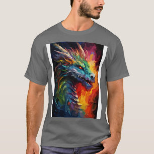 T-shirt Imaginaire Dragon Aquarelle Peinture Art Abstrait