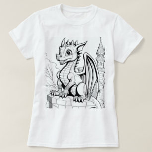 T-shirt Imaginaire Dragon noir et blanc style de livre
