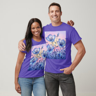 T-shirt Imaginaire Fleurs Bleues Cute Champ