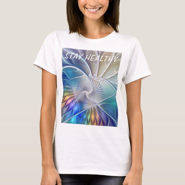 T-shirt Imaginaire Floral, Fleur Fractale Abstraite coloré (Devant)
